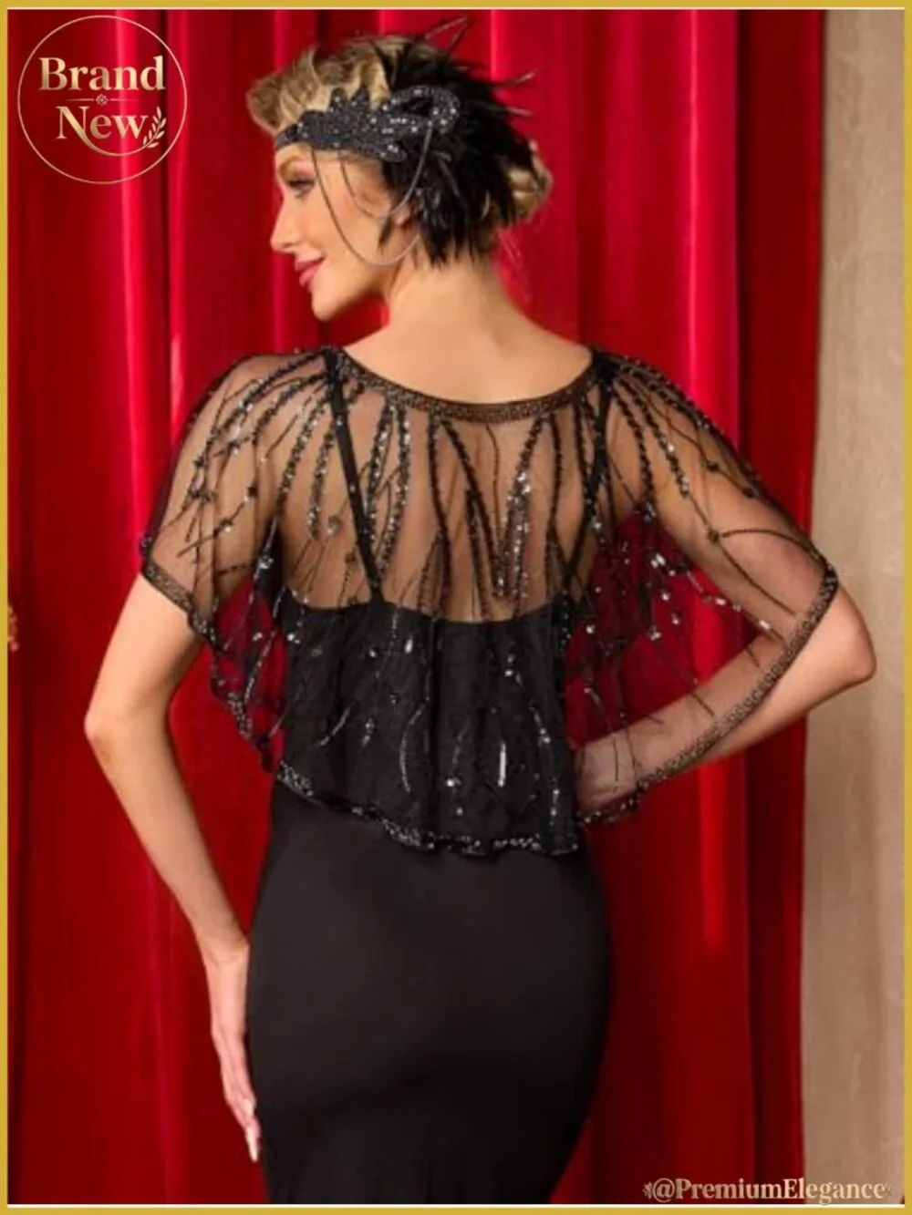 Sequin Flapper Shawl Wrap for Women - 1920s Gatsby Evening Accessory
